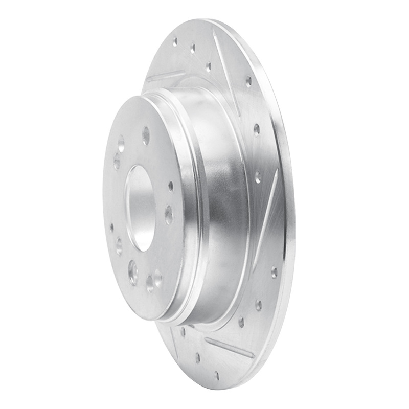 Acura TL Brake Rotor (1) - Rear Right - R1 Concepts - Drilled & Slotted - Silver - `99-`11